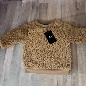 NEW 7 For All Mankind Baby 3/6 Long Sleeve Sherpa Sweatshirt Brown